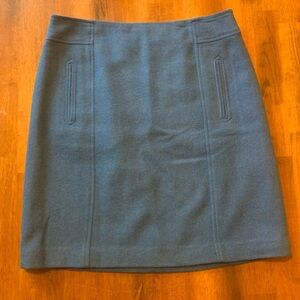 Talbots mini Skirt Size 6 Cerulean Blue Wool mix Lined Front Pockets Office